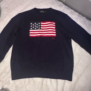 Ralph Lauren Dark Blue Crewneck Sweater with Flag Design